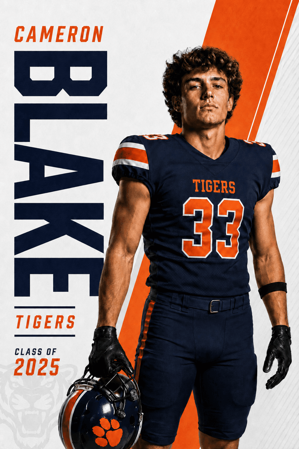 Cameron Blake Tigers 2 by 3 football player banner