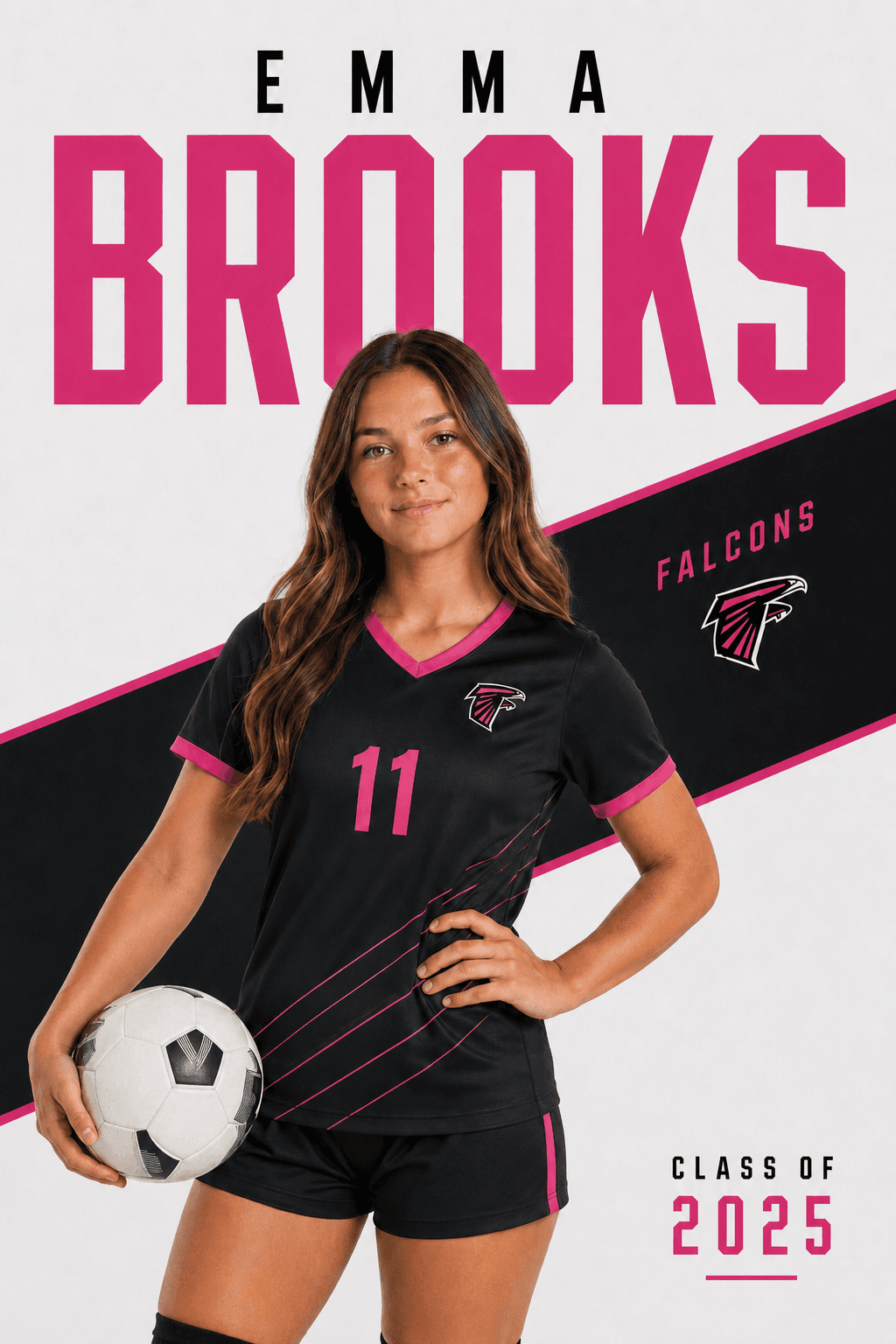 Emma Brooks Falcons 2 by 3 soccer player banner