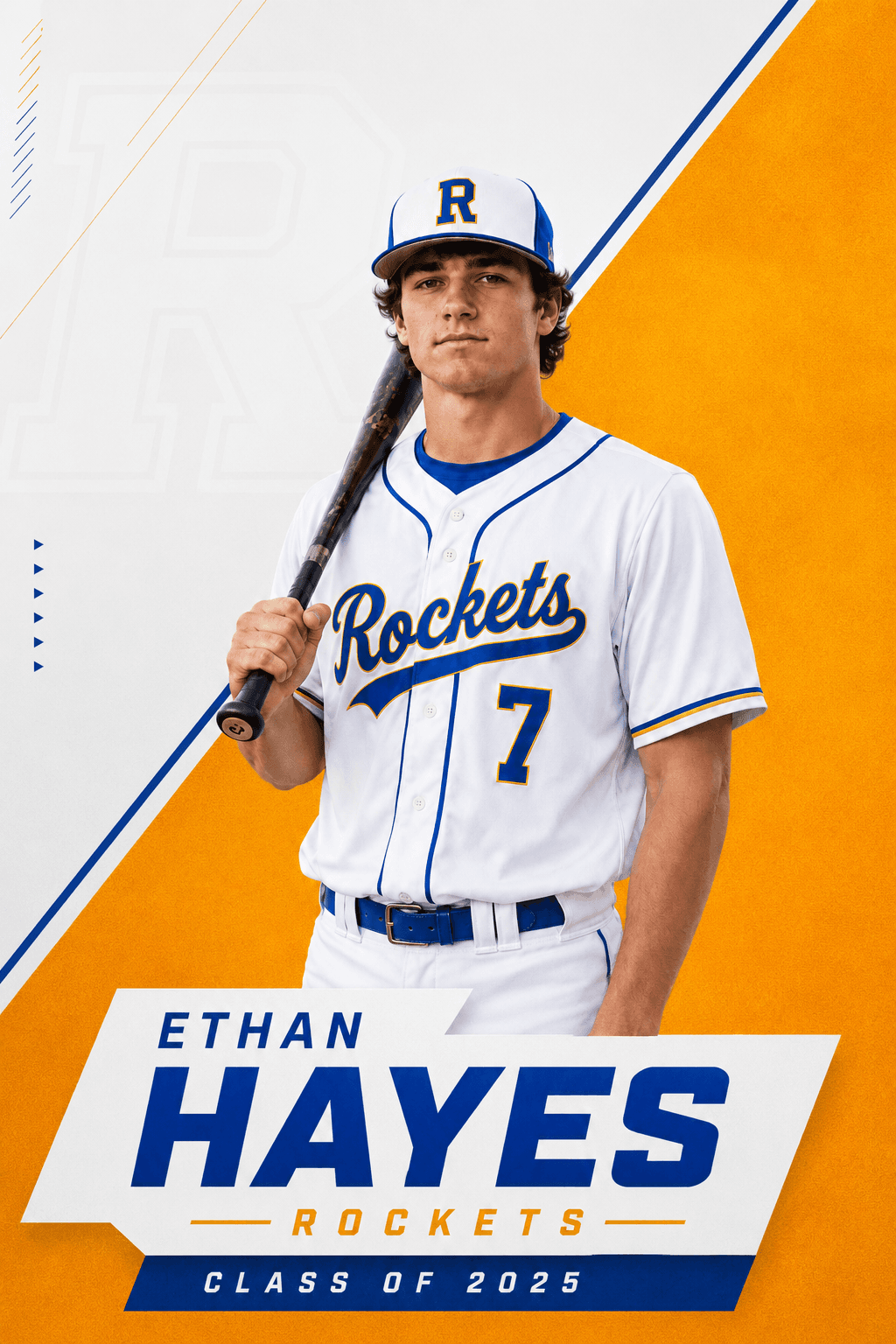 Ethan Hayes Rockets 2 by 3 baseball player banner