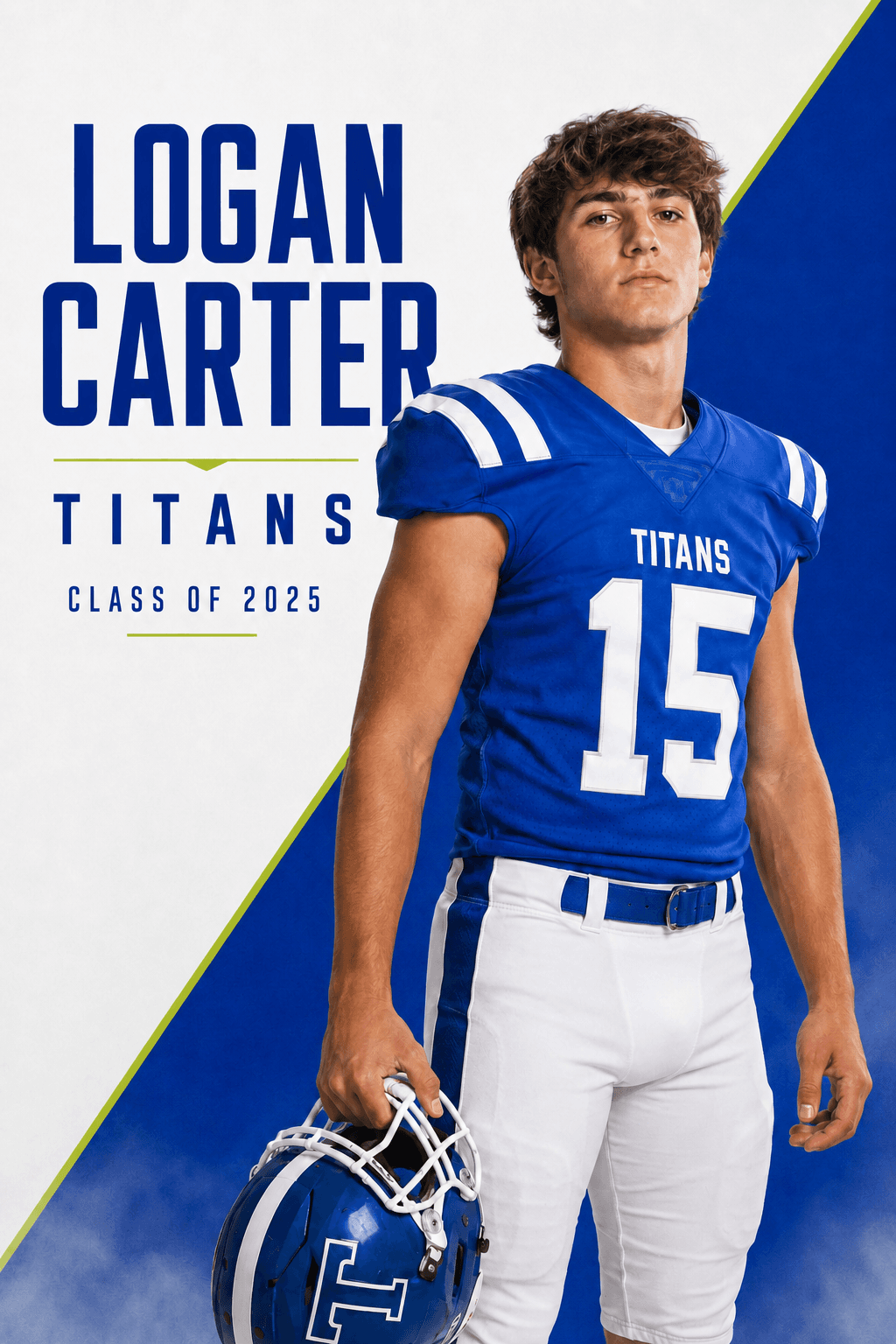 Logan Carter Titans 2 by 3 football player banner