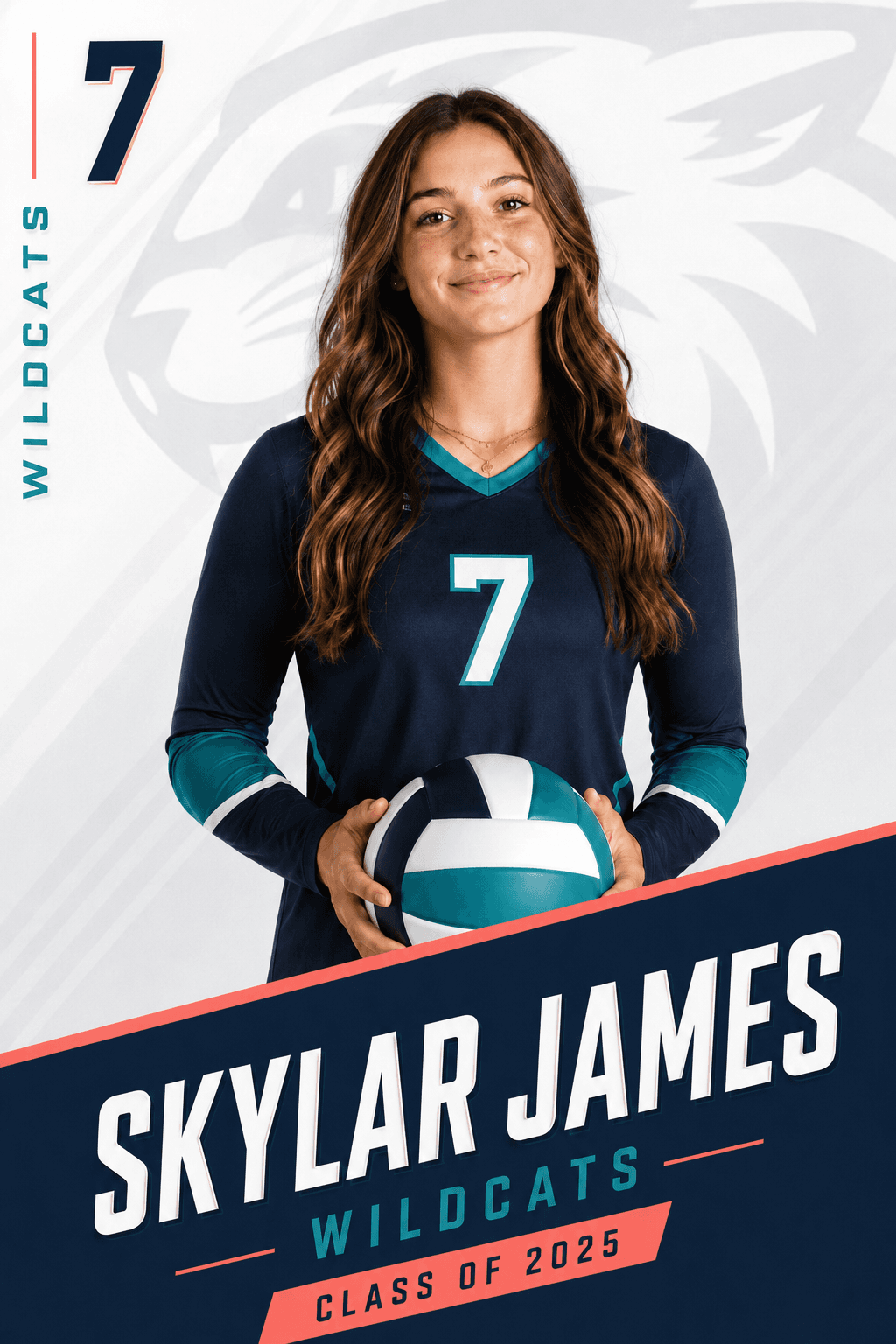 Skylar James Wildcats 2 by 3 volleyball player banner
