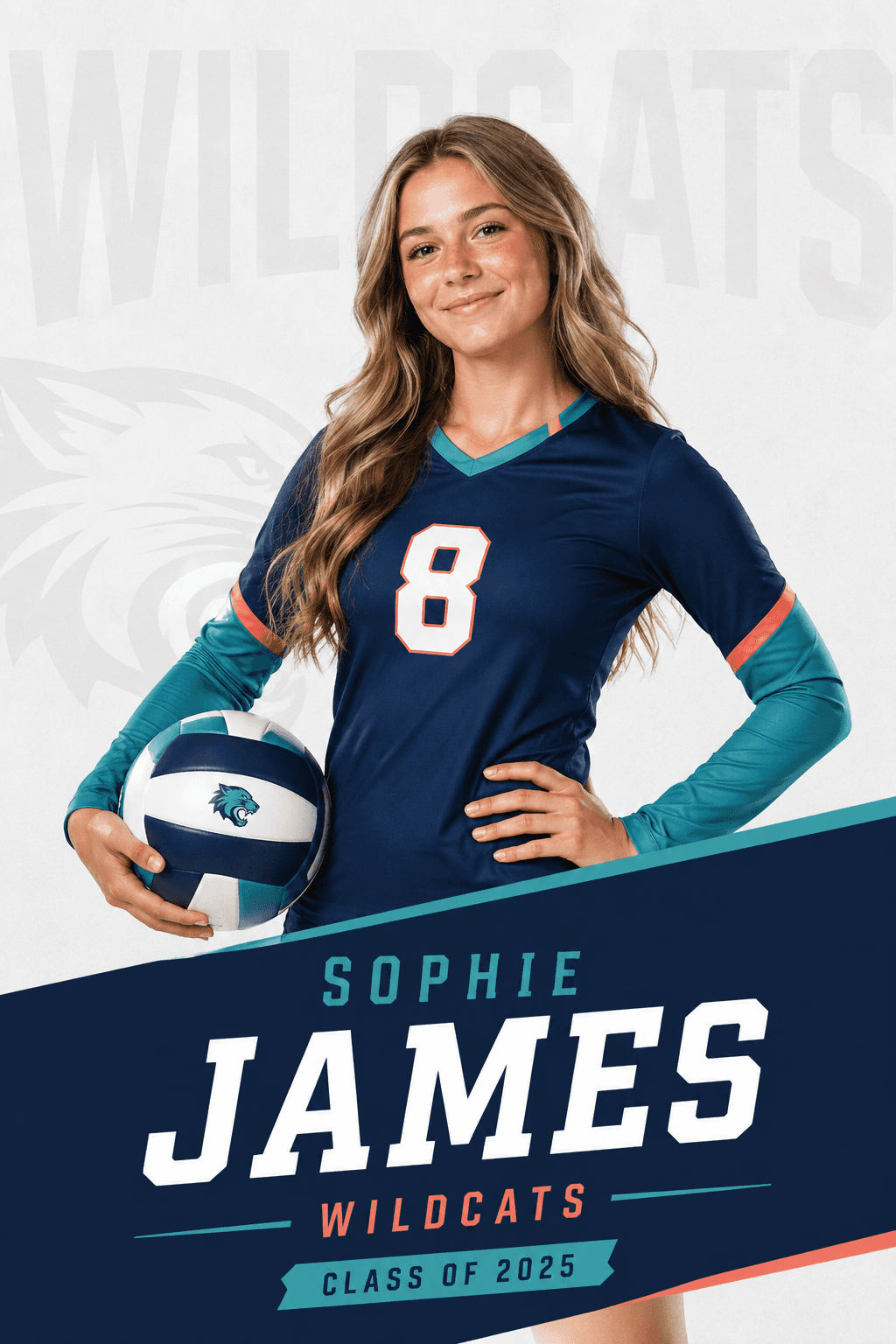 Sophie James Wildcats 2 by 3 volleyball player banner