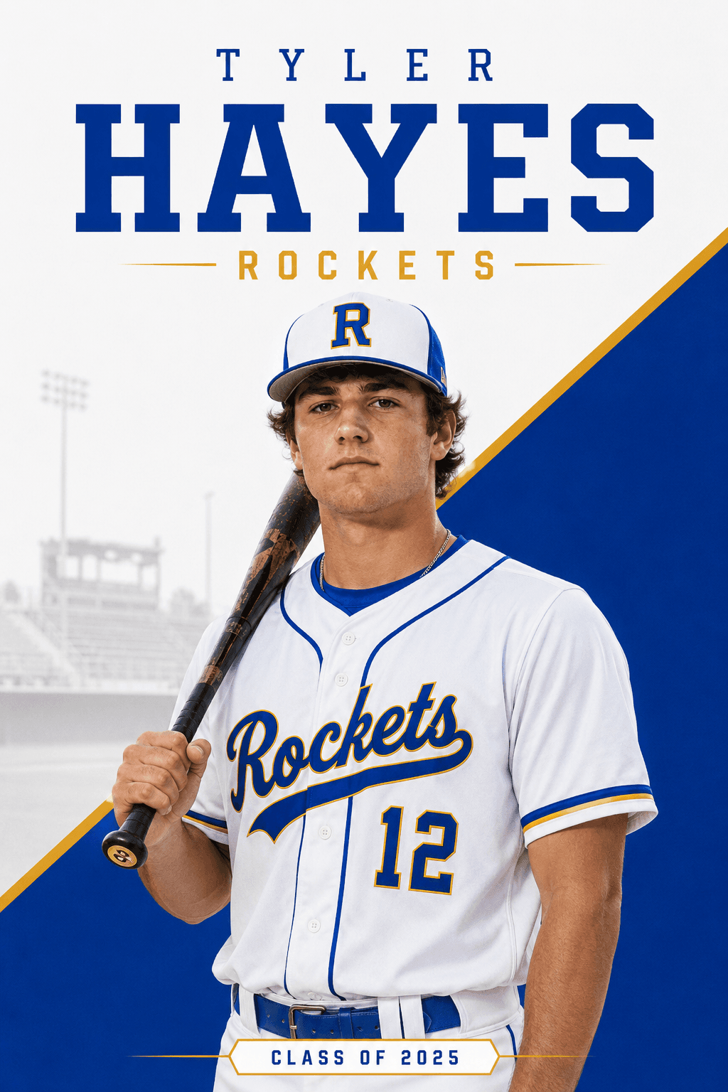 Tyler Hayes Rockets 2 by 3 baseball player banner